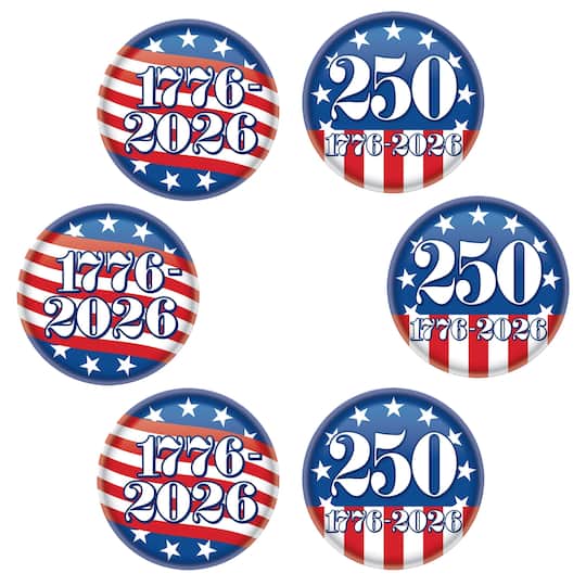 Beistle 2" Red, White & Blue Semiquincentennial Buttons, 6ct.